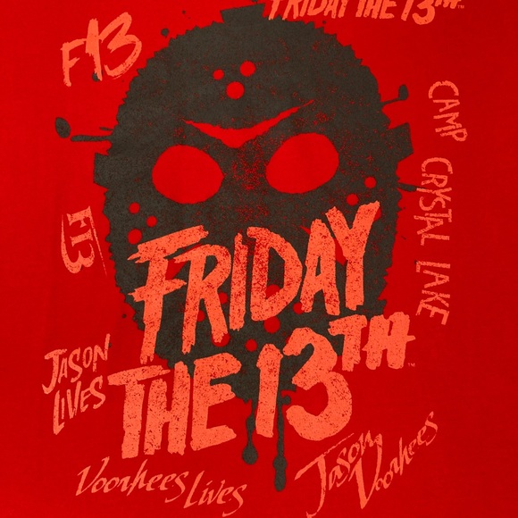 Friday The Thirteenth Mens T Shirt Sz L Horror Jason Red - Picture 2 of 4